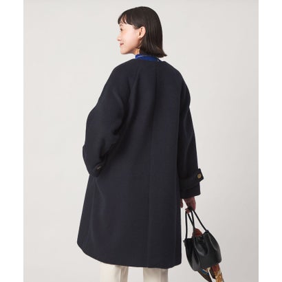 アンゴラビーバー ノーカラー ロングコート （NAVY）｜詳細画像