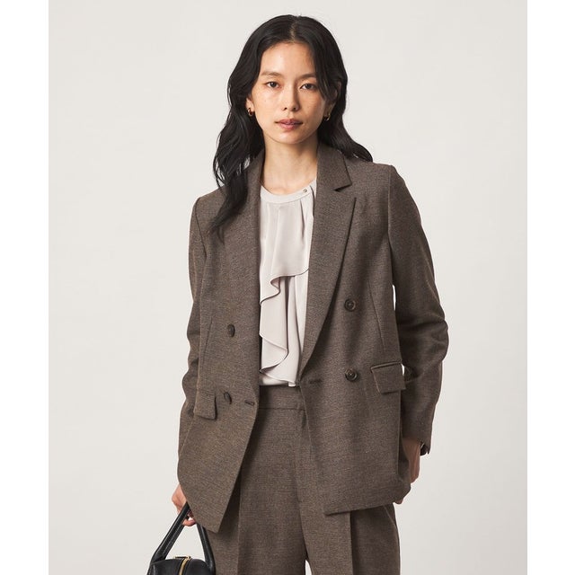 ［size SHORT/TALLあり］ヘアライン ダブルジャケット ストレッチ （DK.BROWN）
