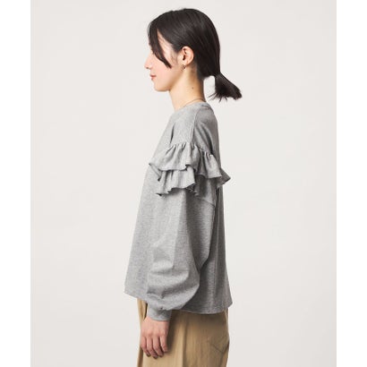 【WEB限定】＜at ease＞ソデ フリル ロングスリーブ プルオーバー カットソー （BLACK）｜詳細画像
