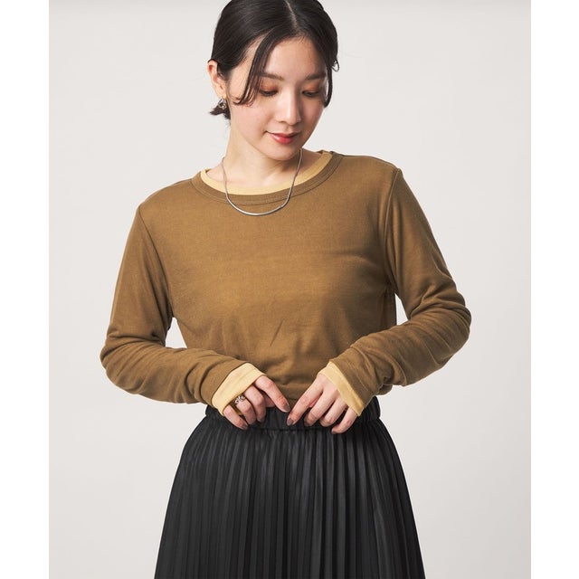 【WEB限定】＜at ease＞ハイショク レイヤード プルオーバー カットソー （MUSTARD）