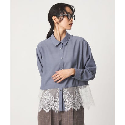 【WEB限定】＜at ease＞スソ レース ロングスリーブ ブラウス UVカット （DK.GRAY）｜詳細画像