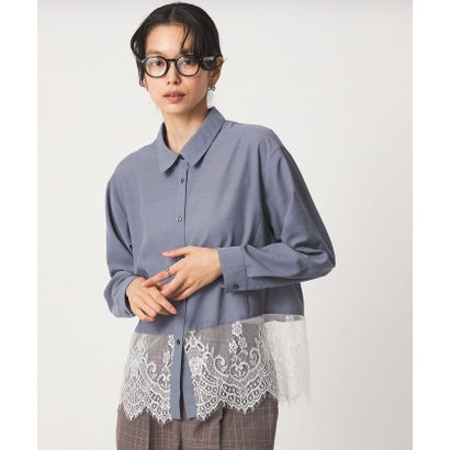 【WEB限定】＜at ease＞スソ レース ロングスリーブ ブラウス UVカット （DK.GRAY）｜詳細画像