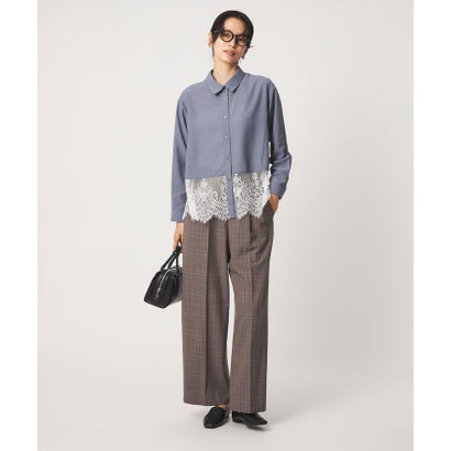 【WEB限定】＜at ease＞スソ レース ロングスリーブ ブラウス UVカット （DK.GRAY）｜詳細画像