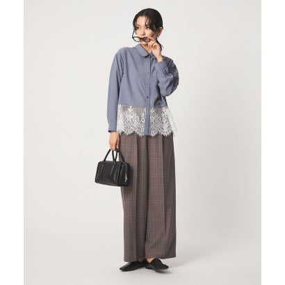 【WEB限定】＜at ease＞スソ レース ロングスリーブ ブラウス UVカット （DK.GRAY）｜詳細画像