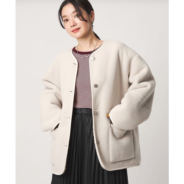 【WEB限定】＜at ease＞フリース ボア リバーシブル ブルゾン （OFF WHITE）