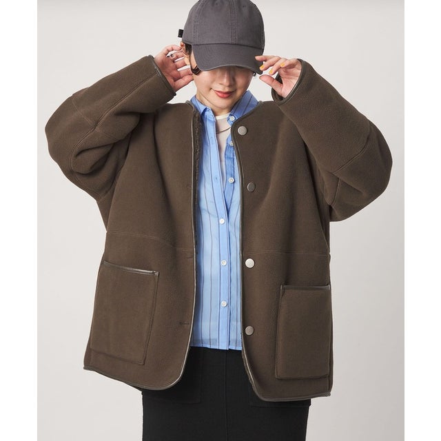【WEB限定】＜at ease＞フリース ボア リバーシブル ブルゾン （DK.BROWN）