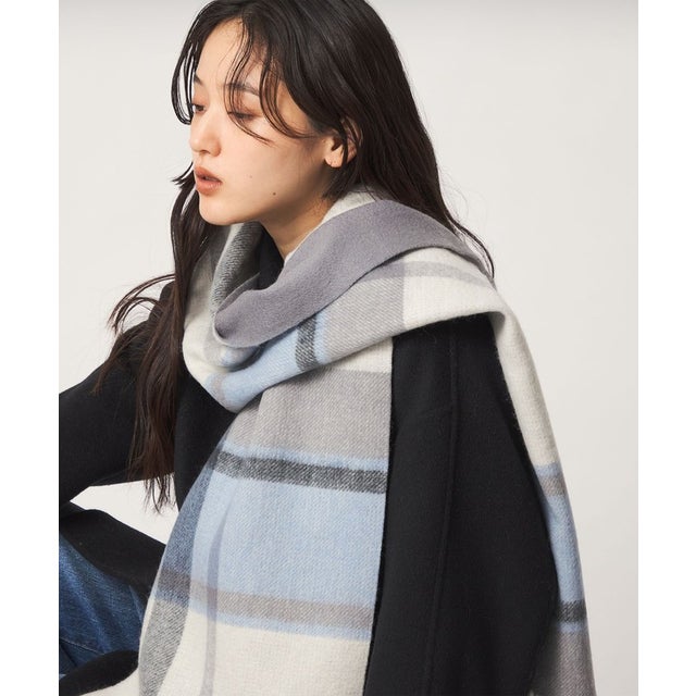 CSウールリバーシブルチェックMUF26FW （LT.BLUE）