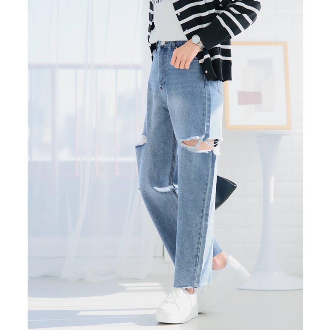 グローウィングリッチ GROWING RICH サイドカットスリットデニム S/M 