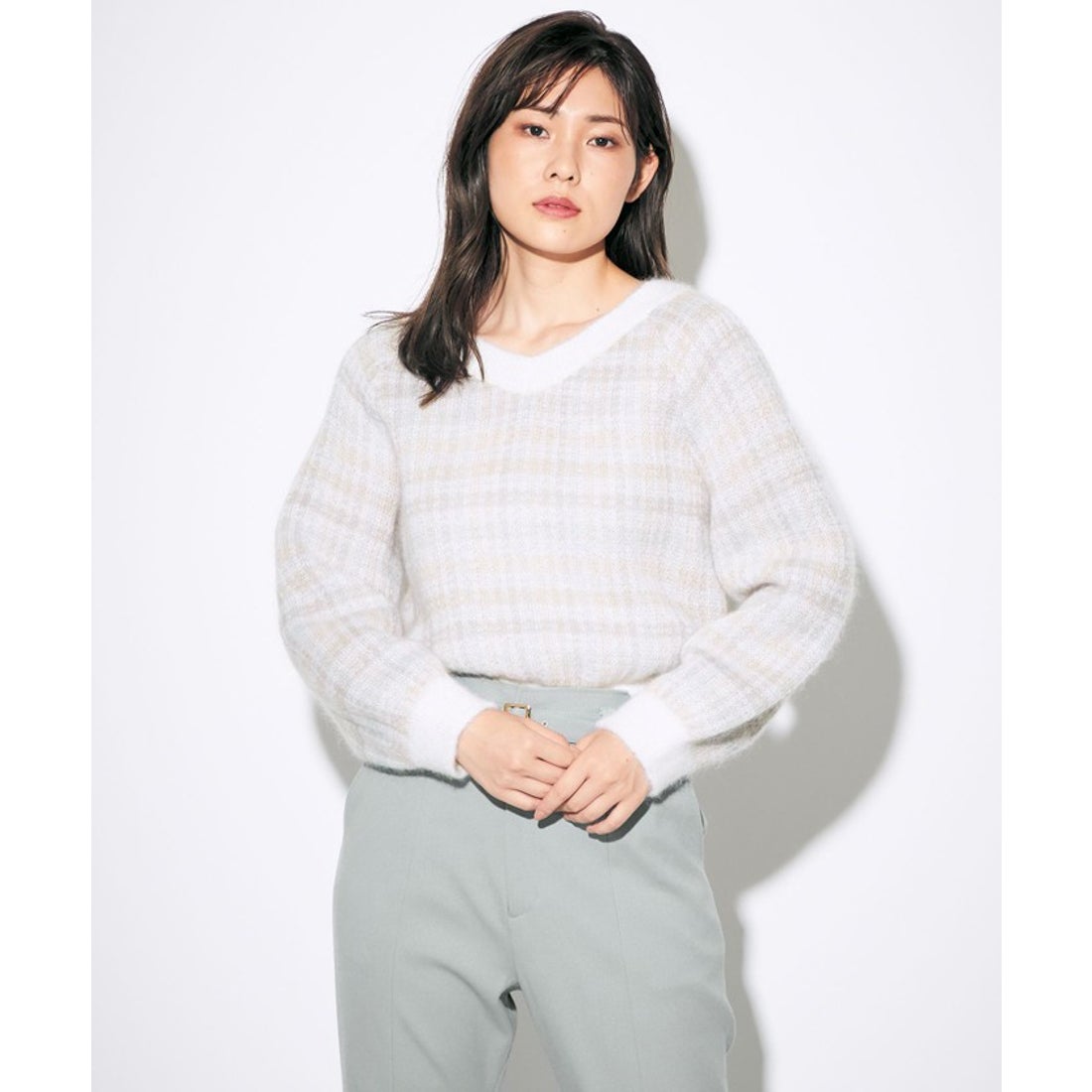 グレースコンチネンタル GRACE CONTINENTAL チェックモヘヤニット