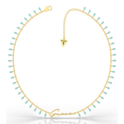 ゲス GUESS BEACH PARTY Turquoise Enamel Logo Necklace (Gold) （GOLD）｜詳細画像