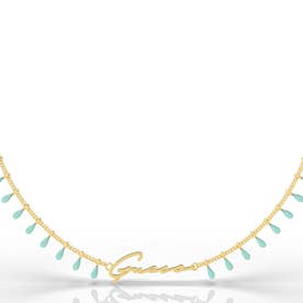 BEACH PARTY Turquoise Enamel Logo Necklace (Gold) （GOLD）