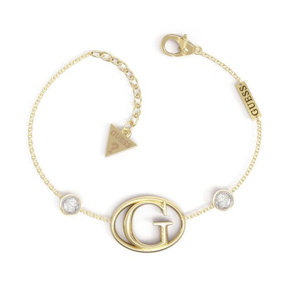 ゲス GUESS GUESS ICONIC G Logo & Crystals Bracelet (Gold) （YG）｜詳細画像