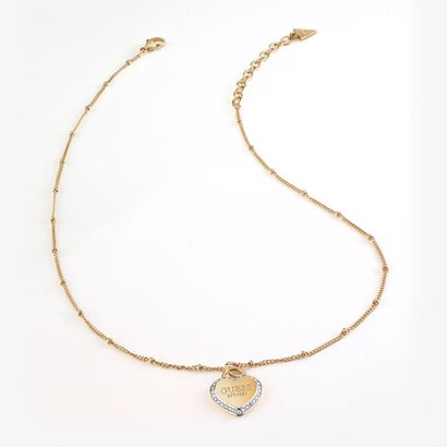 ゲス GUESS FINE HEART 16-18'' Heart 15mm Charm Necklace (Gold) （YG）｜詳細画像