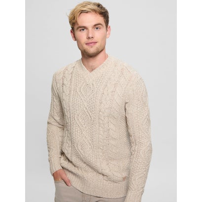 ゲス GUESS FRANK V-Neck Cable Sweater （FJ67）｜詳細画像