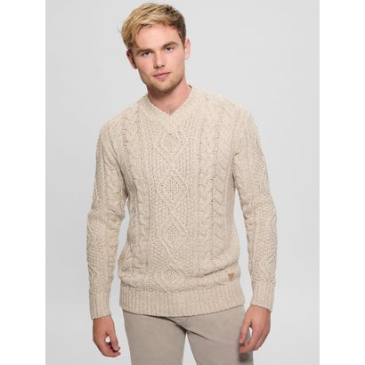 ゲス GUESS FRANK V-Neck Cable Sweater （FJ67）｜詳細画像