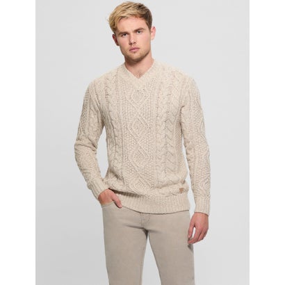 ゲス GUESS FRANK V-Neck Cable Sweater （FJ67）｜詳細画像