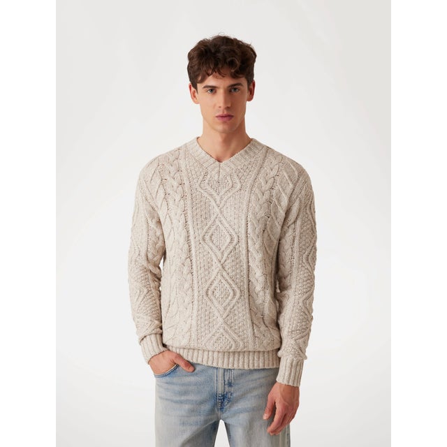 FRANK V-Neck Cable Sweater （FJ67）