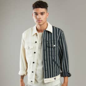 Dillon Half-Striped Denim Jacket （Color Block Wash）