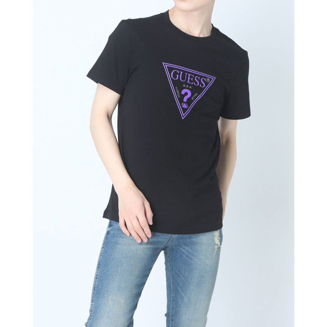 ゲス GUESS 【年中無休】 正規代理店 Triangle Logo BLACK Tee