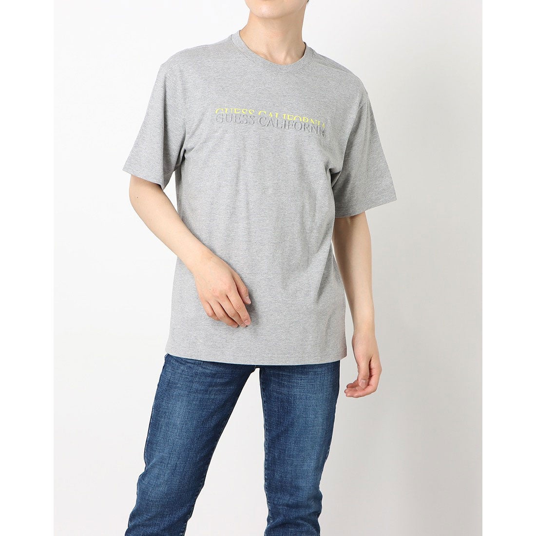 skive Steward ego ゲス GUESS Uni S/Slv Tee Shirt （MELANGE GREY） -アウトレット通販 ロコレット (LOCOLET)