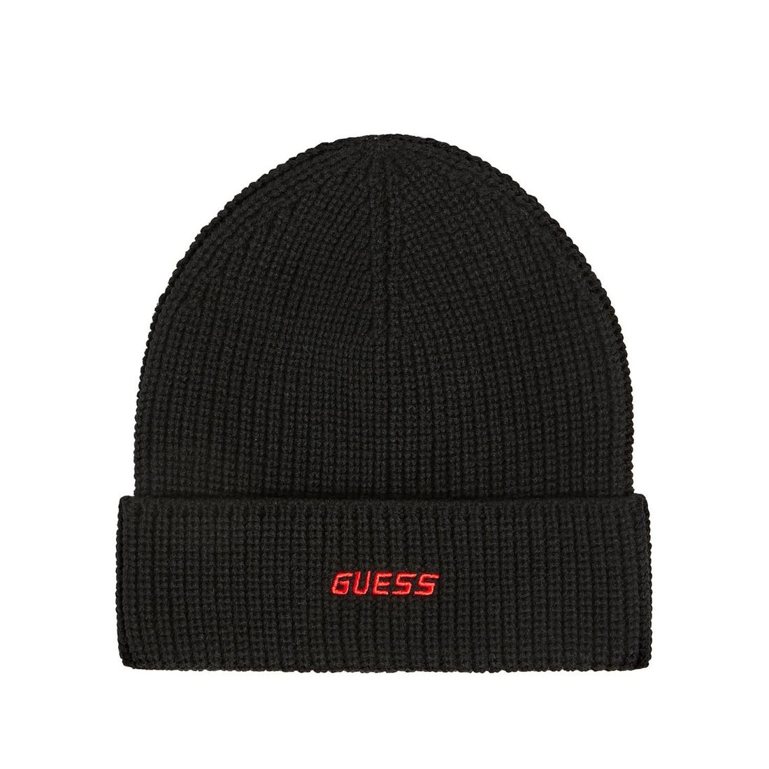 GUESS ニットキャップ ビーニー ニット帽 ブラック ロゴ - 帽子