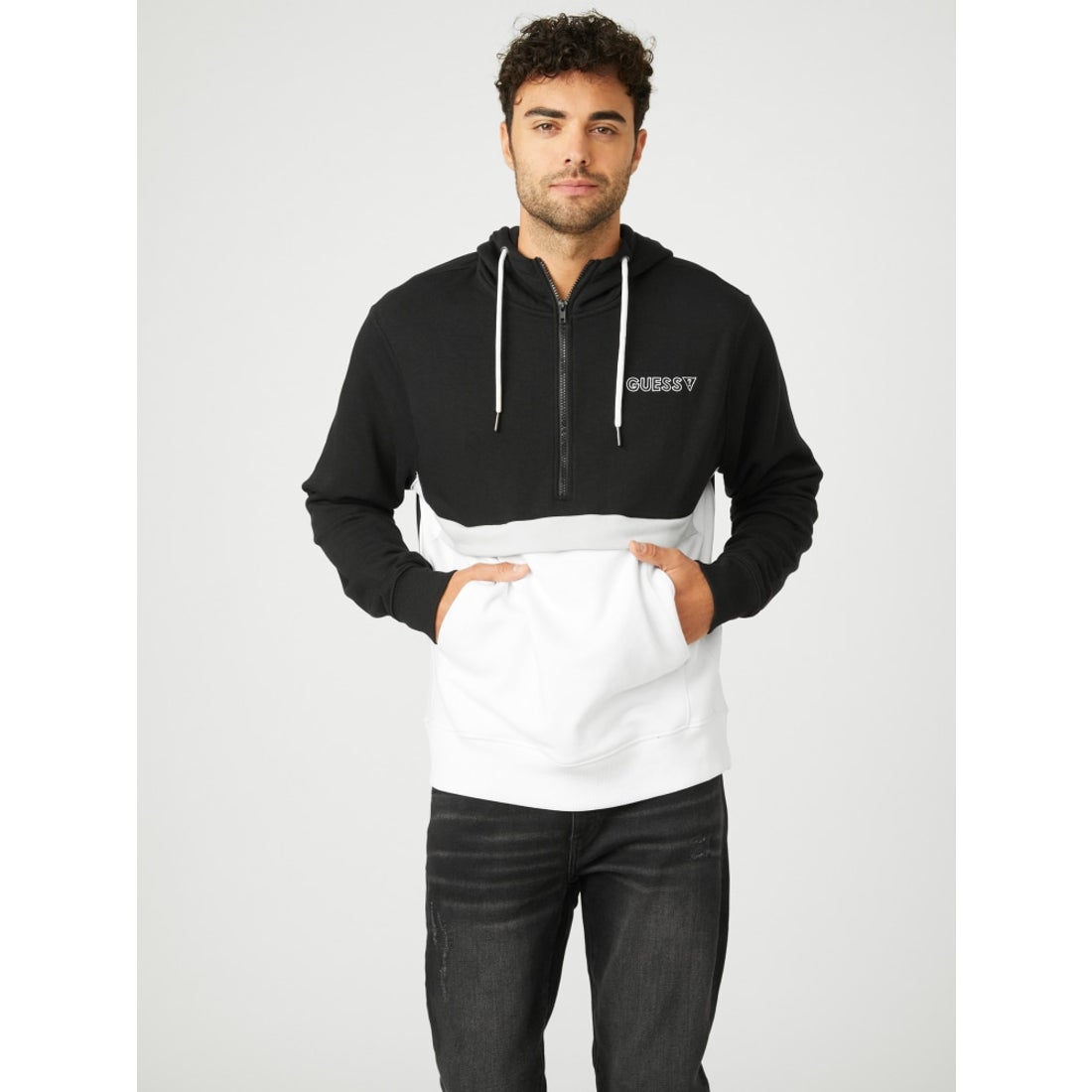 ゲス GUESS Fitz Colorblock Hoodie （JBLK） -アウトレット通販 ロコレット (LOCOLET)