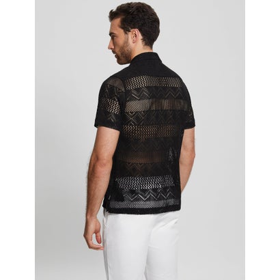 ゲス GUESS Geometric Knit Crochet Shirt （JBLK）｜詳細画像