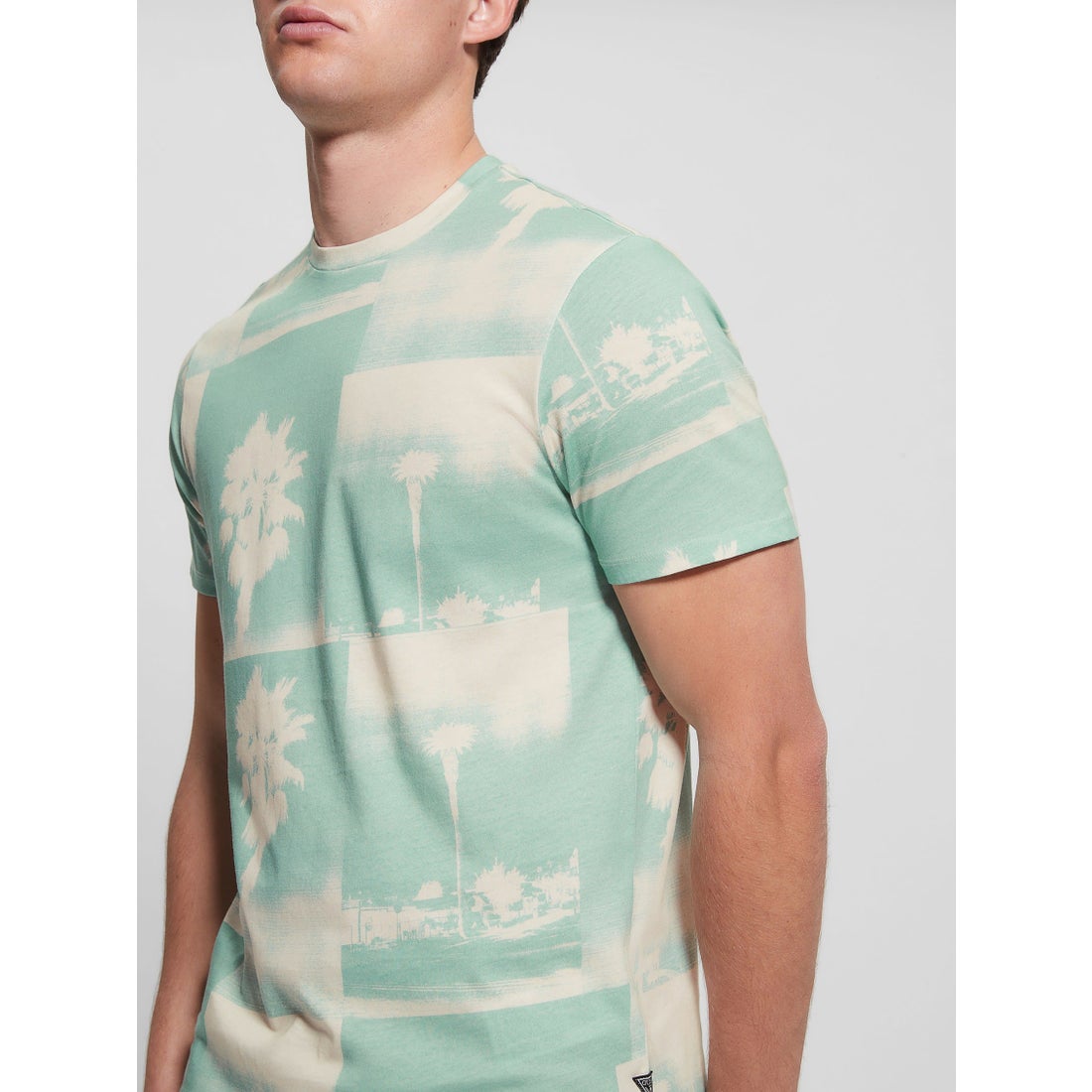 GUESS Herren T-Shirt „Eco Basic Velvet Logo“ – Aus Bio-Baumwolle, Mit Geprägtem Logo, Gerippter Rundhalsausschnitt