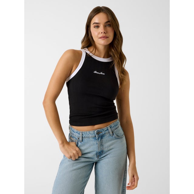 JEANS Emb Ringer Tank （JBLK）
