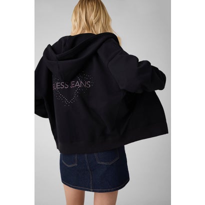 GUESS JEANS Rhinestone Zip Hoodie （JBLK）｜詳細画像