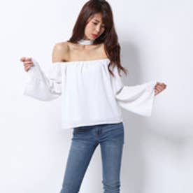 ALEXIS OFF-THE-SHOULDER CHOKER TOP （TRUE WHITE）