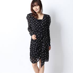 AMAL DRAPED DRESS （OUT OF FOCUS DOTS BLACK COMBO）