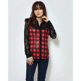 CHECK LACE SHIRT （BLACK AND RED ICONIC CHECK）