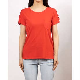 LACE-UP SLEEVE TEE （FLAME SCARLET）