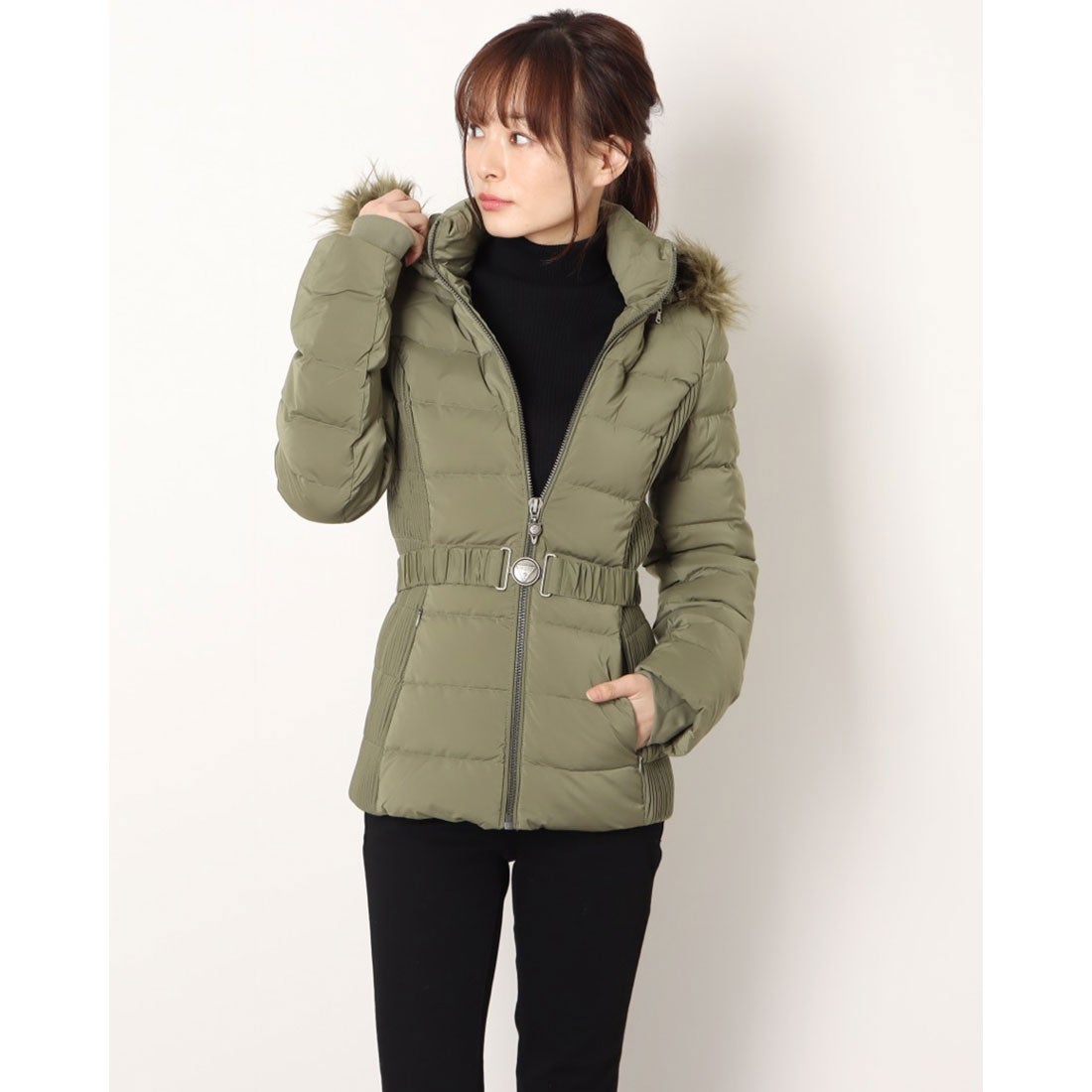 participant whistle clone ゲス GUESS Eco Claudia Belted Down Puffer Jacket （G831） -アウトレット通販 ロコレット  (LOCOLET)