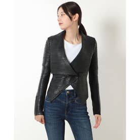 Shayna Drape Leather Jacket （JBLK）