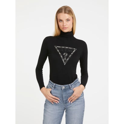 ゲス GUESS Eco Gisele Beaded Signature Triangle Sweater （JBLK）｜詳細画像