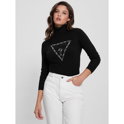 ゲス GUESS Eco Gisele Beaded Signature Triangle Sweater （JBLK）｜詳細画像
