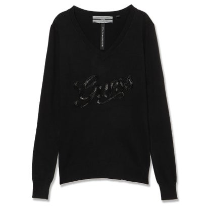 ゲス GUESS MYLA Logo Vn Ls Sweater （JBLK）｜詳細画像
