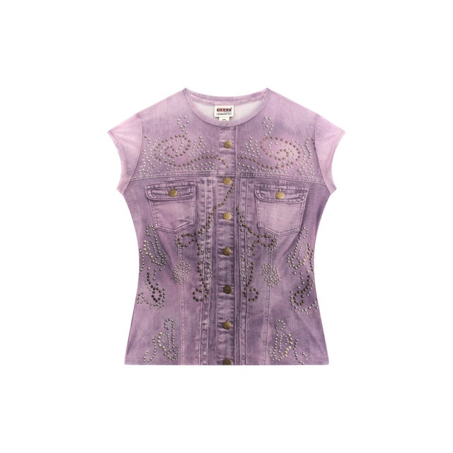 Originals Printed Stud Denim Mesh Top （F40H） デニム トップス レディース