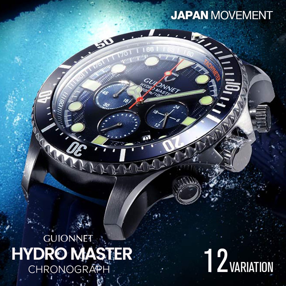 ギオネ GUIONNET 腕時計 HYDROMASTER ハイドロマスター クロノグラフ 300m防水 メンズ （ブラックカーキ(ラバー)）  -靴＆ファッション通販 ロコンド〜自宅で試着、気軽に返品