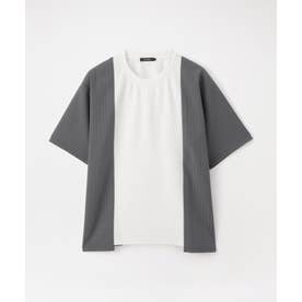 ストライプブロッキングTシャツ （グレー）
