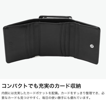 財布 レディース コンパクト 三つ折り がま口 ミニ財布 小さめ おしゃれ かわいい 小銭入れ カード 三つ折り財布 ブランド RHINESTONE BIG METAL 口金ミニ財布 GY-W482 （BLACK）｜詳細画像
