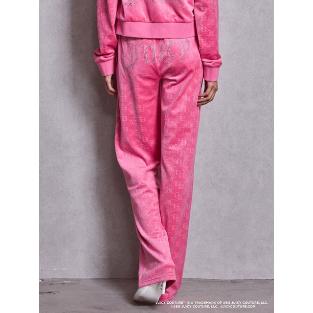 ×Juicy Couture GG JC Emboss Big Bling Velour Track Pants （ピンク）