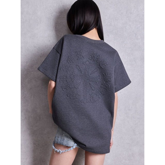 sacred edge cross emboss BIG Tシャツ （チャコールグレー）
