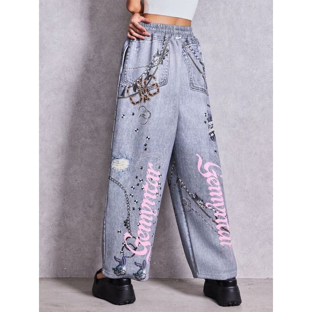 デニムsublimation printingパンツ （ブルー）