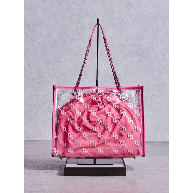 GG glitter print clearトートBAG （ピンク）