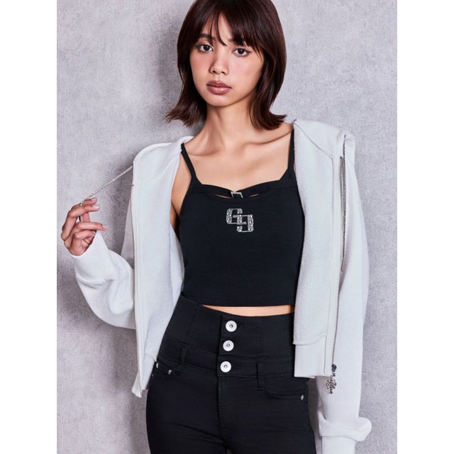 bijou string ZIP UPスウェットパーカー （オフホワイト）