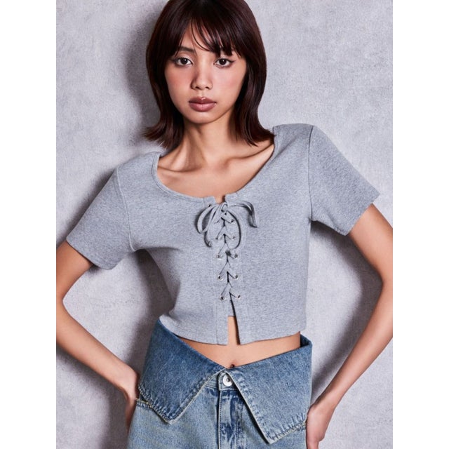 BUNNY 2WAYレースアップショートTシャツ （グレー）