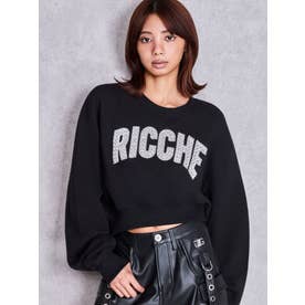 RICCHE bijouショートスウェットトップス （ブラック）